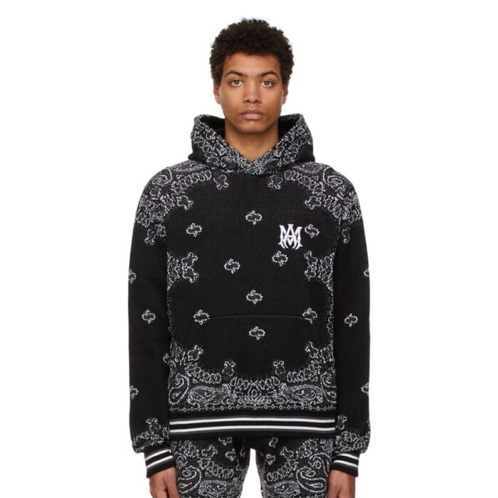 Amiri Bandana B-Ball Hoodie 'BlackGrey' - Image 3