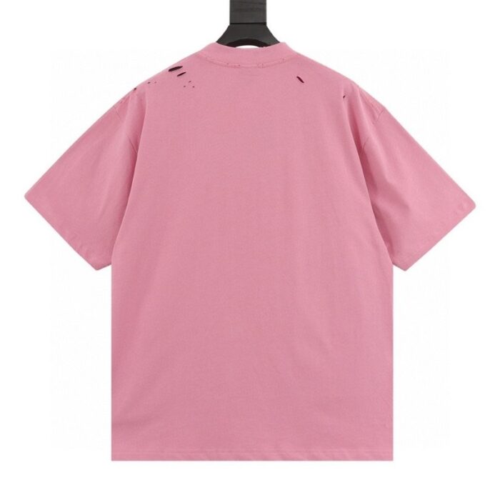T-shirt Balenciaga Graphic Slogan Distressed Pink BL009 - Image 2