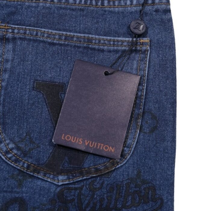 Jeans Louis Vuitton Blue Monogram Pocket Denim LV004 - Image 7