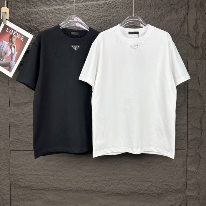 T-shirt Prada Logo Patch Black/White PD054 - Image 4