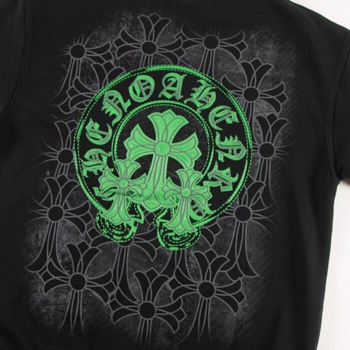 Sweatshirt Chrome Hearts Neon Green Crosses Black CH009 - Image 7