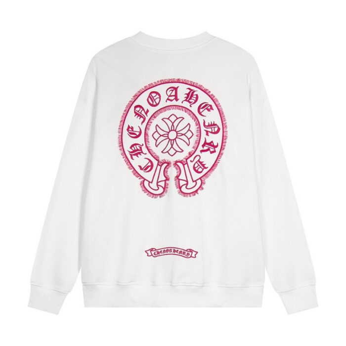 Sweatshirt Chrome Hearts Pink Horseshoe White CH005 - Image 2