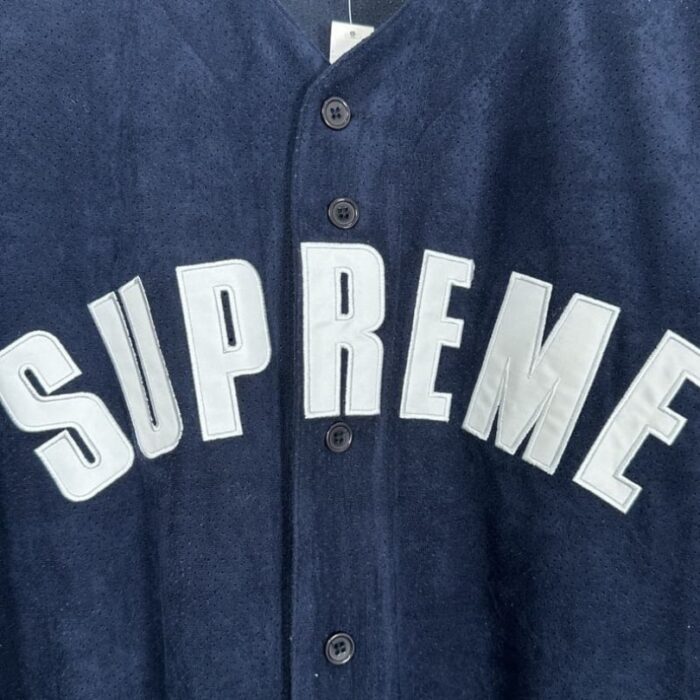 Jersey Supreme Button-Up Velour Logo Navy SP044 - Image 5