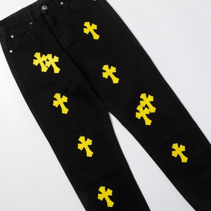 Jeans Chrome Hearts Yellow Crosses CH055 - Image 4