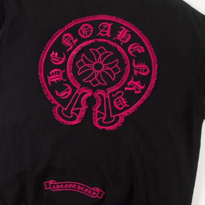 Sweatshirt Chrome Hearts Pink Horseshoe Black CH006 - Image 7