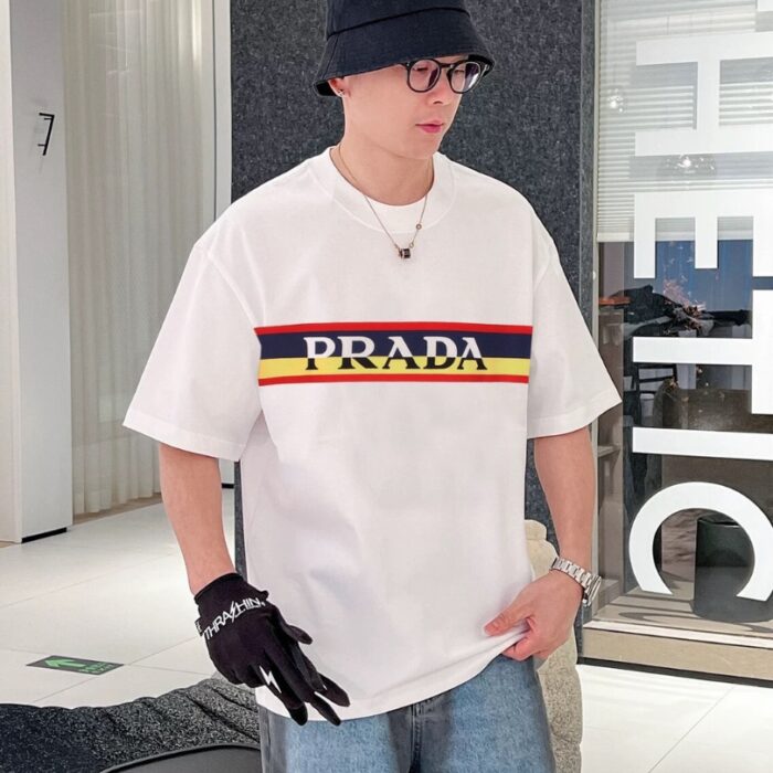 T-shirt Prada Stripe Logo White PD008 - Image 6