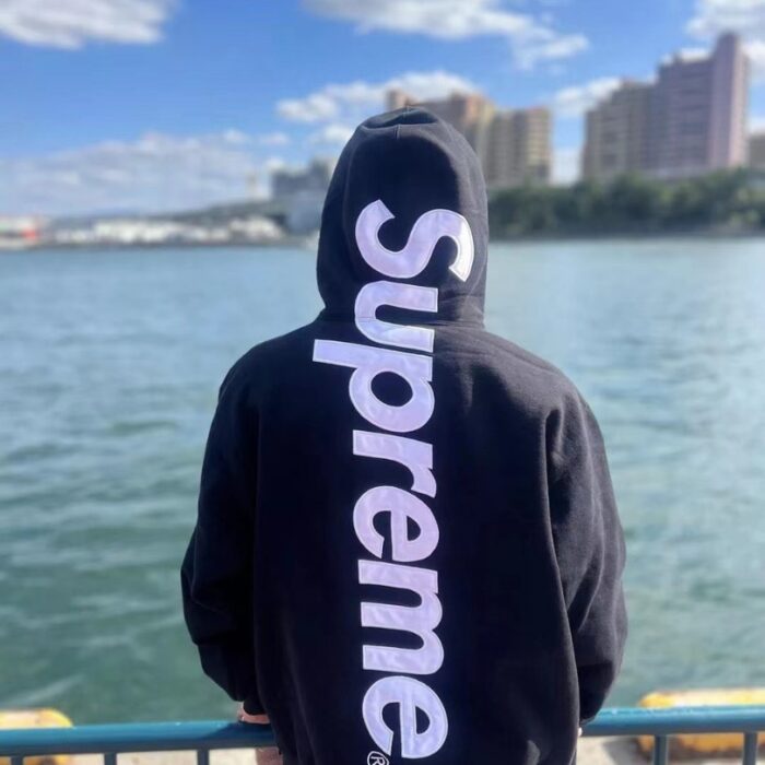 Hoodie Supreme satin-appliqué "Grey" SP066 - Image 8