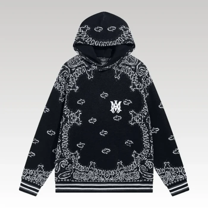 Amiri Bandana B-Ball Hoodie 'BlackGrey' - Drip Slum