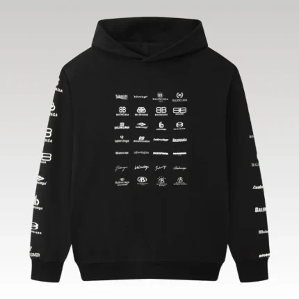 Balenciaga Multi-Logo Print Hoodie Black BL002 - Drip Slum