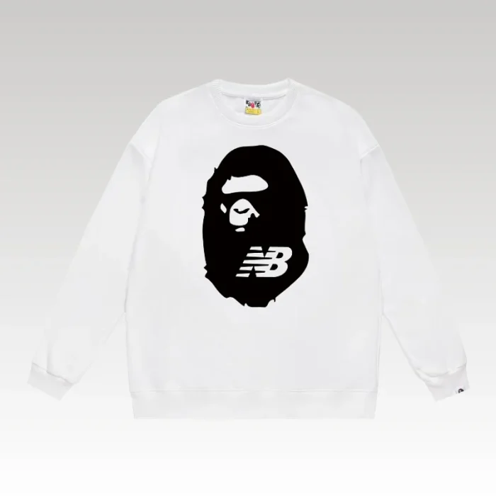 BAPE x New Balance Logo Sweatshirt White BP063 - Drip Slum
