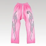 Hellstar Flame Sweatpants Pink/Silver - Drip Slum