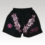 Hellstar Waxed Nylon Athletic Shorts Black - Drip Slum
