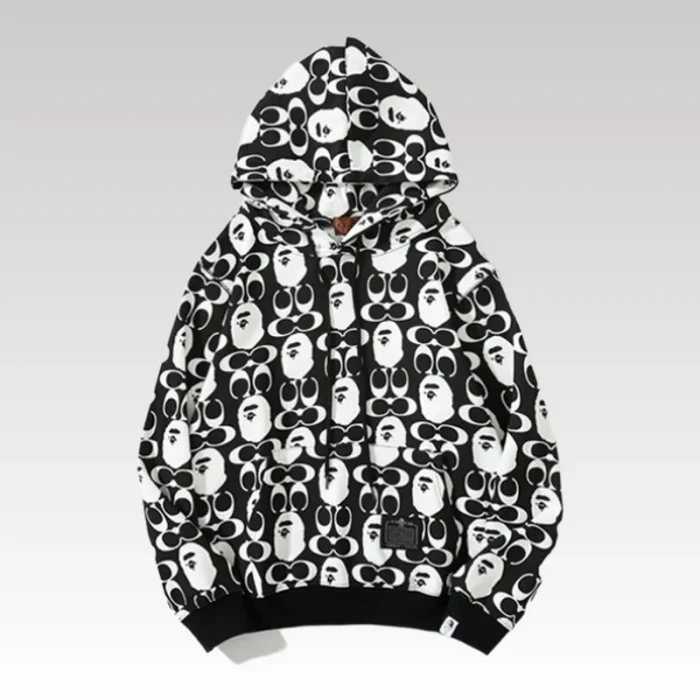Hoodie BAPE All Over Print Black BP016 - Drip Slum