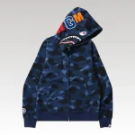 Jacket BAPE Camo Shark Hoodie Blue - Drip Slum
