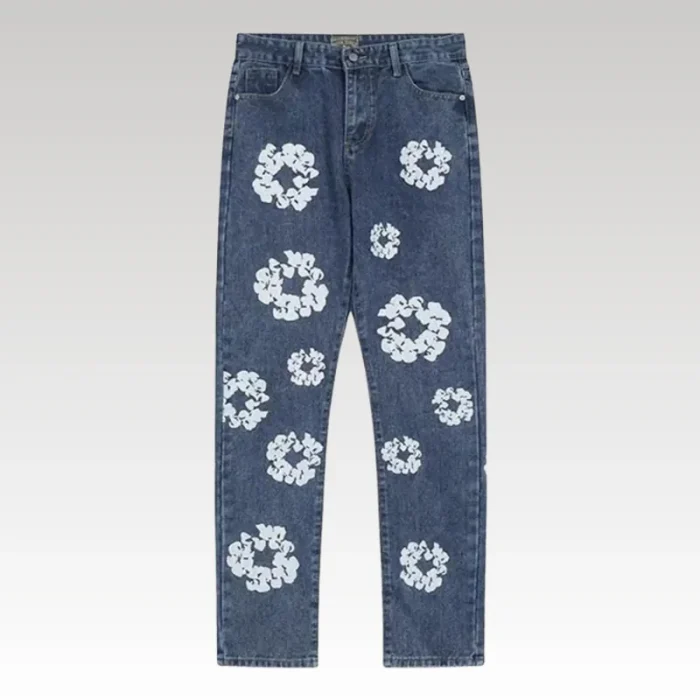 Jeans Denim Tears Floral Print Blue - Drip Slum