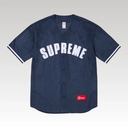 Jersey Supreme Button-Up Velour Logo Navy SP044 - Drip Slum