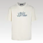 Louis Vuitton LV White T-shirt Blue Floral Logo - Drip Slum