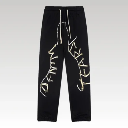 Pants Denim Tears Wishbone Skeleton Print Black - Drip Slum