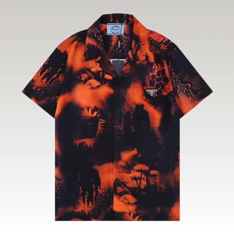 Home Basic 580 Shirt Prada Orange Black Graphic Print PD031 - Drip Slum