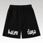 Shorts Balenciaga Balen Ciaga Print Black BL038 - Drip Slum