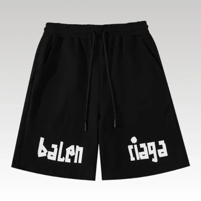 Shorts Balenciaga Balen Ciaga Print Black BL038 - Drip Slum
