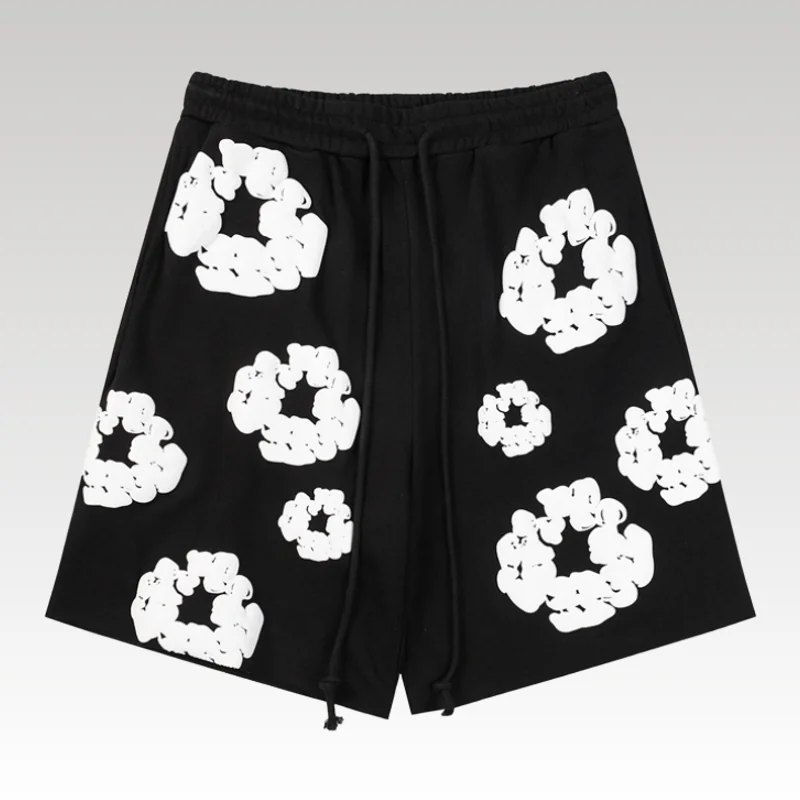 Home Basic 786 Shorts Denim Tears White Clouds Black - Drip Slum