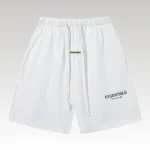 Shorts Essentials White with Logo Print EST002 - Drip Slum