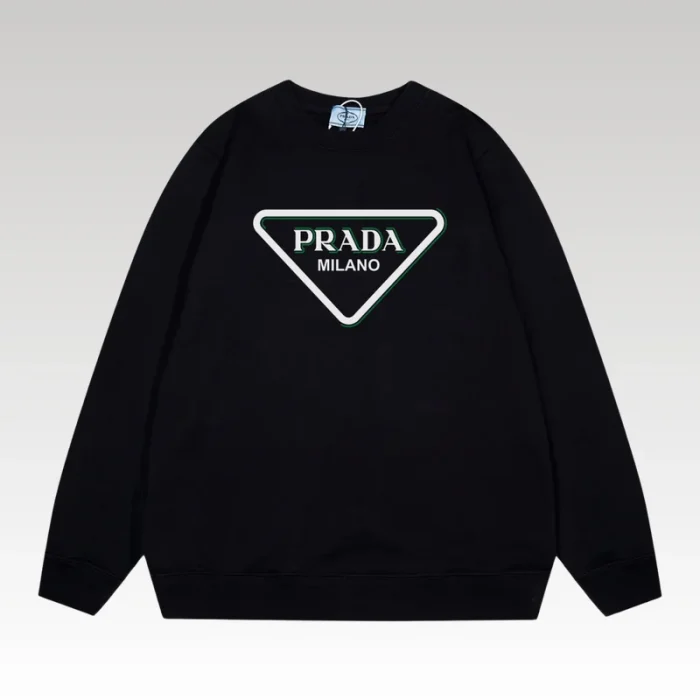 Sweatshirt Prada Milano Triangle Logo Black PD028 - Drip Slum