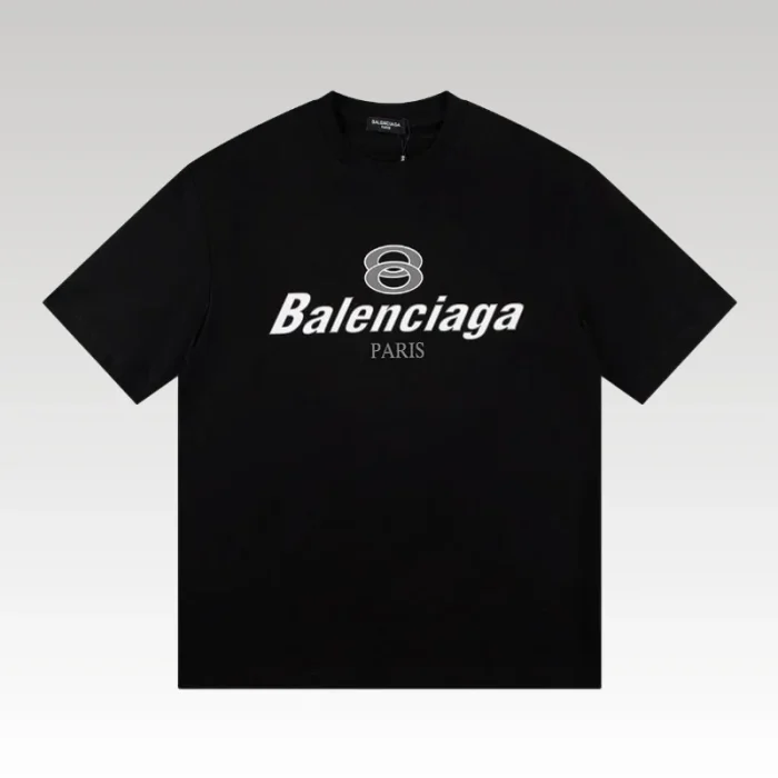 T-shirt Balenciaga Paris Double Rings Logo Black BL051 - Drip Slum