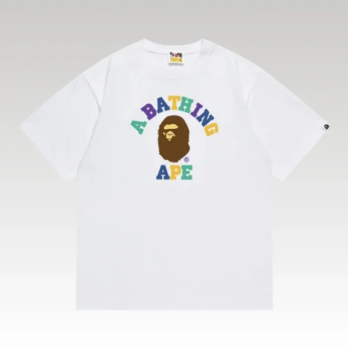 T-shirt BAPE Multicolor Ape Head White BP057 - Drip Slum
