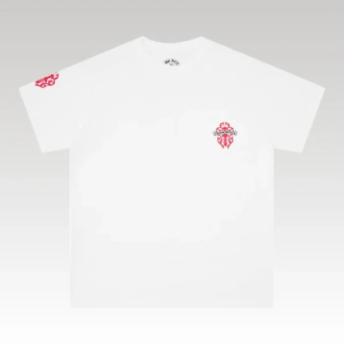 T-shirt Chrome Hearts Red Cross Crest White CH003 - Drip Slum