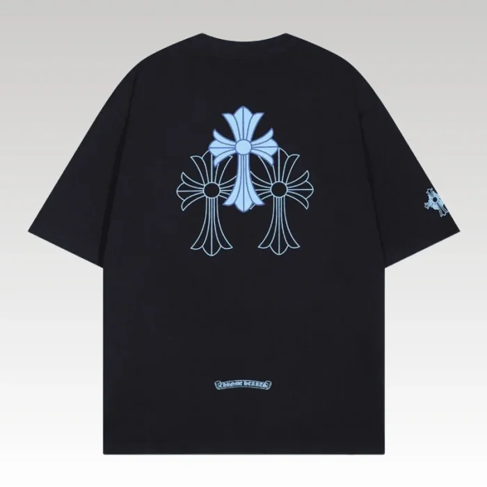 T-Shirt Chrome Hearts Triple Cross Logo Black CH131 - Drip Slum