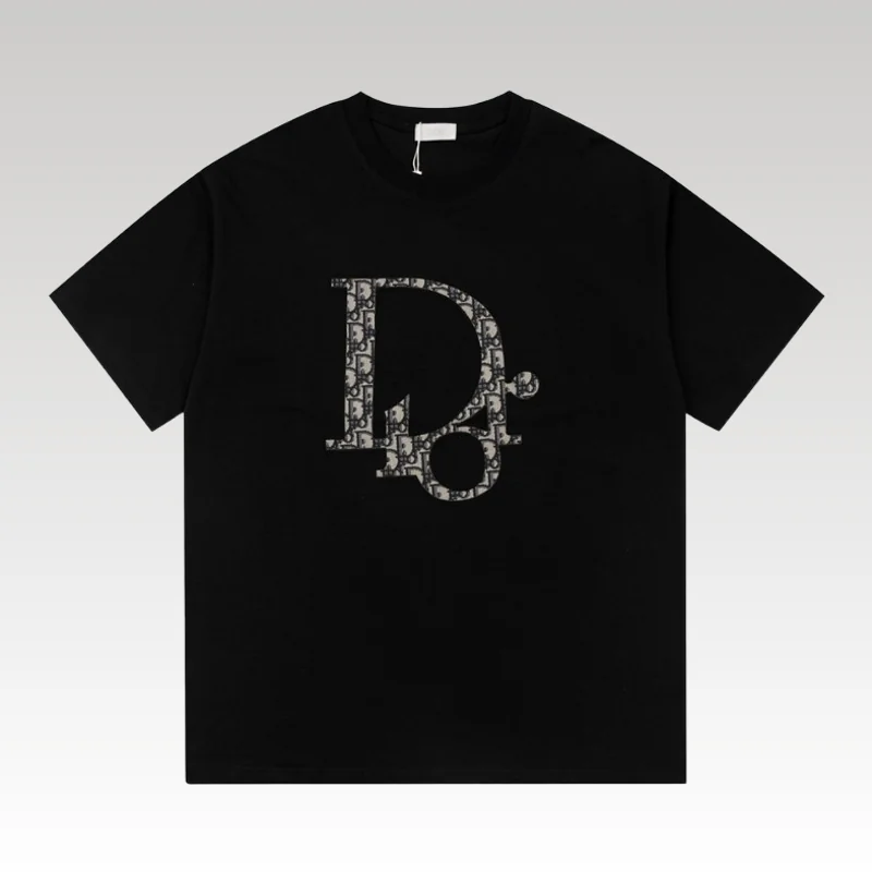 Home Basic 602 T-shirt Dior Black Monogram Logo DO063 - Drip Slum