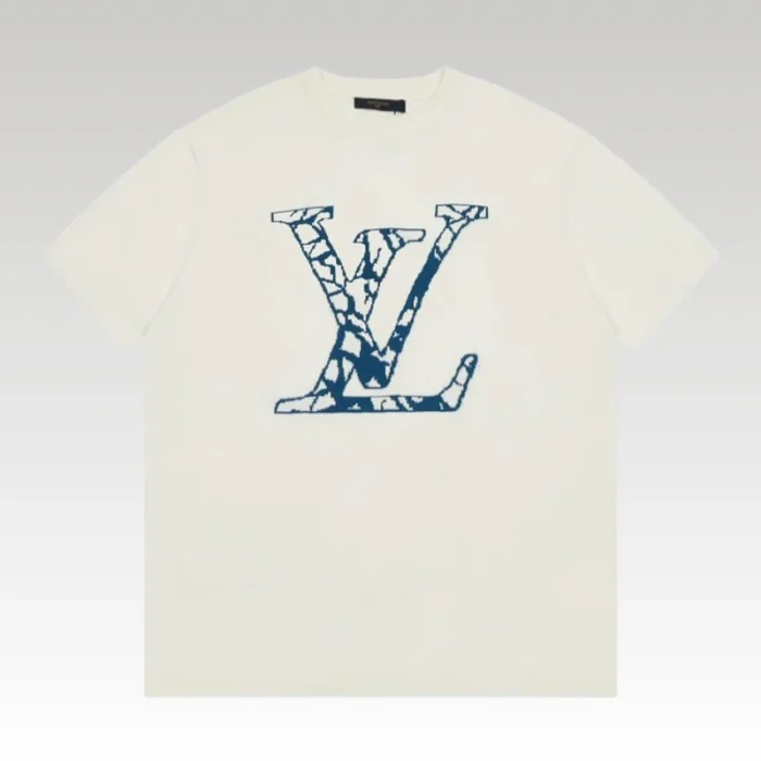 T-shirt Louis Vuitton Cracked Monogram Ivory LV013 - Drip Slum