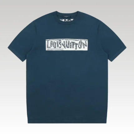 T-shirt Louis Vuitton LV Blue Logo Patch - Drip Slum