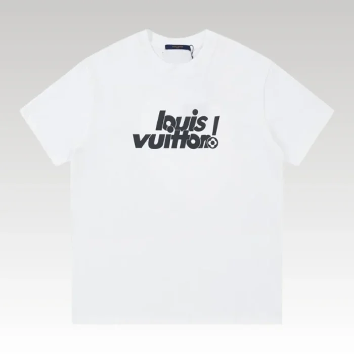 T-shirt Louis Vuitton LV White Graphic Logo - Drip Slum