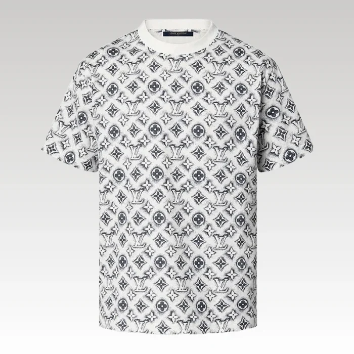 T-shirt Louis Vuitton Monogram White Deep Black - Drip Slum