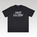 T-shirt Louis Vuitton White Sketch Logo Black - Drip Slum