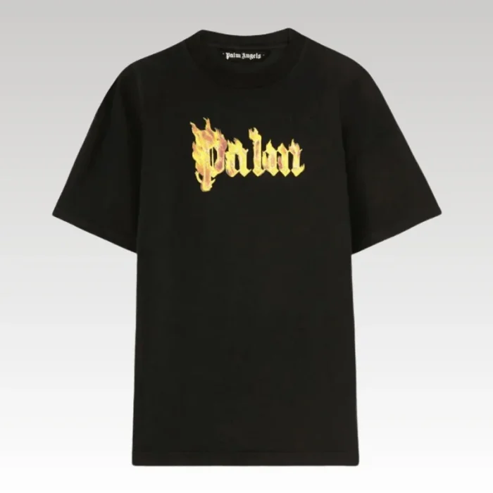 T-shirt Palm Angels Logo Print Black - Drip Slum