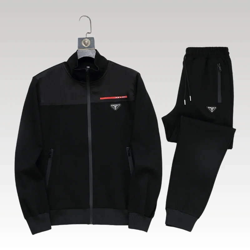 Home Basic 572 Tracksuit Prada Black Full-Zip Casual Set PD001 - Drip Slum